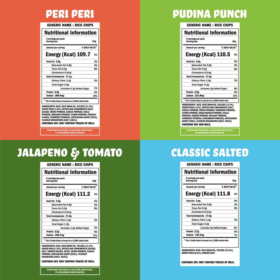 PARTY COMBO - 13 Packs - 13 Flavours X 1 Packs (48g each) - Potato Popped Chips, Rice Popped Chips & Corn Popped Chips