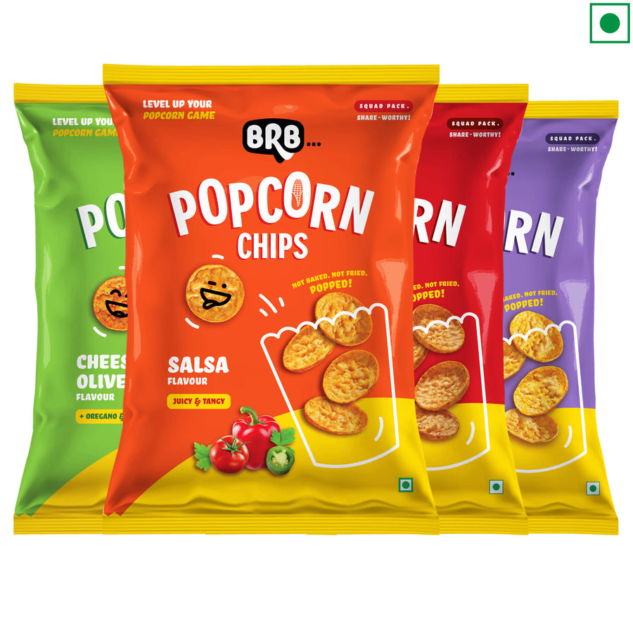 Corn Popped Chips - 20 Packs - 4 Flavours X 5 Packs (48g Each)