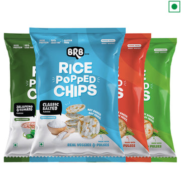 Rice Popped Chips - 20 Packs - 4 Flavours X 5 Packs (48g Each)